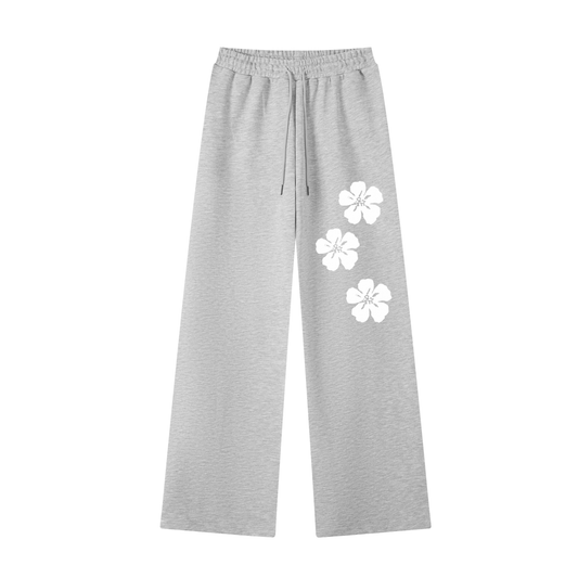 flower design grey sweatpants